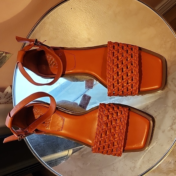 Vince Camuto Rustic Orange Leather Espadrilles Sandals - Picture 2 of 7